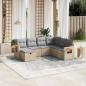 Preview: ARDEBO.de - 7-tlg. Garten-Sofagarnitur mit Kissen Beige Poly Rattan