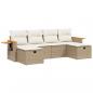 Preview: 6-tlg. Garten-Sofagarnitur mit Kissen Beige Poly Rattan