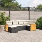 Preview: ARDEBO.de - 6-tlg. Garten-Sofagarnitur mit Kissen Schwarz Poly Rattan