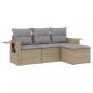 Preview: 4-tlg. Garten-Sofagarnitur mit Kissen Beige Poly Rattan