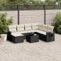 Preview: ARDEBO.de - 8-tlg. Garten-Sofagarnitur mit Kissen Schwarz Poly Rattan