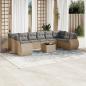 Preview: ARDEBO.de - 11-tlg. Garten-Sofagarnitur mit Kissen Beige Poly Rattan