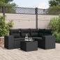 Preview: ARDEBO.de - 5-tlg. Garten-Sofagarnitur mit Kissen Schwarz Poly Rattan