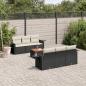 Preview: ARDEBO.de - 7-tlg. Garten-Sofagarnitur mit Kissen Schwarz Poly Rattan