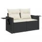 Preview: 7-tlg. Garten-Sofagarnitur mit Kissen Schwarz Poly Rattan