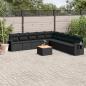 Preview: ARDEBO.de - 10-tlg. Garten-Sofagarnitur mit Kissen Schwarz Poly Rattan