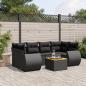 Preview: ARDEBO.de - 7-tlg. Garten-Sofagarnitur mit Kissen Schwarz Poly Rattan