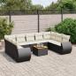 Preview: ARDEBO.de - 10-tlg. Garten-Sofagarnitur mit Kissen Schwarz Poly Rattan