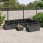 Preview: ARDEBO.de - 10-tlg. Garten-Sofagarnitur mit Kissen Schwarz Poly Rattan