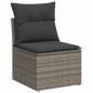 Preview: 11-tlg. Garten-Sofagarnitur mit Kissen Grau Poly Rattan