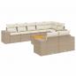 Preview: 9-tlg. Garten-Sofagarnitur mit Kissen Beige Poly Rattan