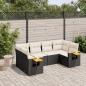 Preview: ARDEBO.de - 6-tlg. Garten-Sofagarnitur mit Kissen Schwarz Poly Rattan