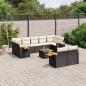 Preview: ARDEBO.de - 10-tlg. Garten-Sofagarnitur mit Kissen Schwarz Poly Rattan