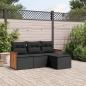 Preview: ARDEBO.de - 4-tlg. Garten-Sofagarnitur mit Kissen Schwarz Poly Rattan