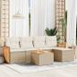 Preview: ARDEBO.de - 6-tlg. Garten-Sofagarnitur mit Kissen Beige Poly Rattan