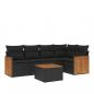 Preview: ARDEBO.de - 6-tlg. Garten-Sofagarnitur mit Kissen Schwarz Poly Rattan