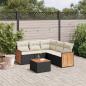 Preview: ARDEBO.de - 6-tlg. Garten-Sofagarnitur mit Kissen Schwarz Poly Rattan