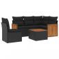 Preview: 6-tlg. Garten-Sofagarnitur mit Kissen Schwarz Poly Rattan