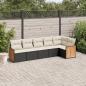 Preview: ARDEBO.de - 6-tlg. Garten-Sofagarnitur mit Kissen Schwarz Poly Rattan