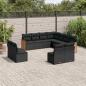 Preview: ARDEBO.de - 11-tlg. Garten-Sofagarnitur mit Kissen Schwarz Poly Rattan