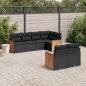 Preview: ARDEBO.de - 7-tlg. Garten-Sofagarnitur mit Kissen Schwarz Poly Rattan