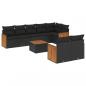 Preview: 9-tlg. Garten-Sofagarnitur mit Kissen Schwarz Poly Rattan