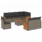 Preview: 9-tlg. Garten-Sofagarnitur mit Kissen Grau Poly Rattan