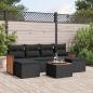 Preview: ARDEBO.de - 7-tlg. Garten-Sofagarnitur mit Kissen Schwarz Poly Rattan