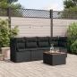 Preview: ARDEBO.de - 5-tlg. Garten-Sofagarnitur mit Kissen Schwarz Poly Rattan