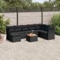 Preview: ARDEBO.de - 9-tlg. Garten-Sofagarnitur mit Kissen Schwarz Poly Rattan