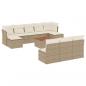 Preview: 11-tlg. Garten-Sofagarnitur mit Kissen Beige Poly Rattan