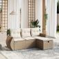 Preview: ARDEBO.de - 4-tlg. Garten-Sofagarnitur mit Kissen Beige Poly Rattan