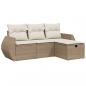 Preview: 4-tlg. Garten-Sofagarnitur mit Kissen Beige Poly Rattan