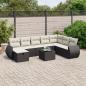 Preview: ARDEBO.de - 9-tlg. Garten-Sofagarnitur mit Kissen Schwarz Poly Rattan