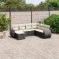 Preview: ARDEBO.de - 7-tlg. Garten-Sofagarnitur mit Kissen Schwarz Poly Rattan