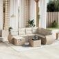 Preview: ARDEBO.de - 8-tlg. Garten-Sofagarnitur mit Kissen Beige Poly Rattan