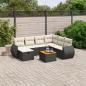 Preview: ARDEBO.de - 8-tlg. Garten-Sofagarnitur mit Kissen Schwarz Poly Rattan