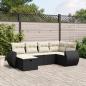 Preview: ARDEBO.de - 6-tlg. Garten-Sofagarnitur mit Kissen Schwarz Poly Rattan