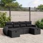 Preview: ARDEBO.de - 6-tlg. Garten-Sofagarnitur mit Kissen Schwarz Poly Rattan