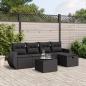 Preview: ARDEBO.de - 6-tlg. Garten-Sofagarnitur mit Kissen Schwarz Poly Rattan