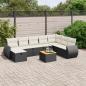 Preview: ARDEBO.de - 9-tlg. Garten-Sofagarnitur mit Kissen Schwarz Poly Rattan