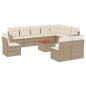 Preview: ARDEBO.de - 11-tlg. Garten-Sofagarnitur mit Kissen Beige Poly Rattan