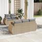 Preview: ARDEBO.de - 6-tlg. Garten-Sofagarnitur mit Kissen Beige Poly Rattan