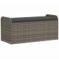 Preview: ARDEBO.de - Sitzbank mit Stauraum & Kissen Grau 115x51x52 cm Poly Rattan