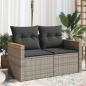 Preview: ARDEBO.de - Gartensofa 2-Sitzer mit Kissen Grau Poly Rattan