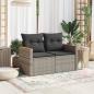 Preview: Gartensofa 2-Sitzer mit Kissen Grau Poly Rattan