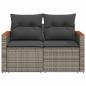 Preview: Gartensofa 2-Sitzer mit Kissen Grau Poly Rattan