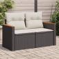 Preview: ARDEBO.de - Gartensofa mit Kissen 2-Sitzer Schwarz Poly Rattan