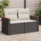 Preview: ARDEBO.de - Gartensofa mit Kissen 2-Sitzer Schwarz Poly Rattan