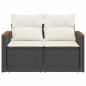 Preview: Gartensofa mit Kissen 2-Sitzer Schwarz Poly Rattan